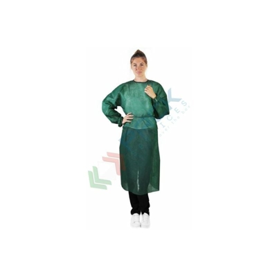 Camice monouso da visitatore, in TNT di polipropilene (PP), 30 g/mq, elastico ai polsi, verde (Taglia Unica - Verde)