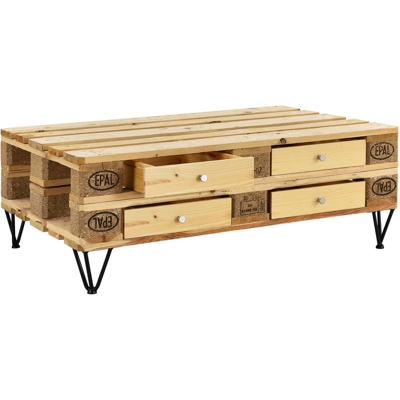 4 x Cassetto per palette euro - Effetto legno + 4x gambe per tavolo Hairpin - Effetto legno 15 cm