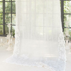 Tenda in Lino Bianco Shabby Chic con Ricamo Romantico Elegante Blanc Mariclò en oferta