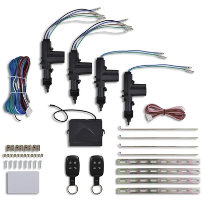 Set Auto Chiusura Centralizzata con 2 Telecomandi 4 Motori 12 V