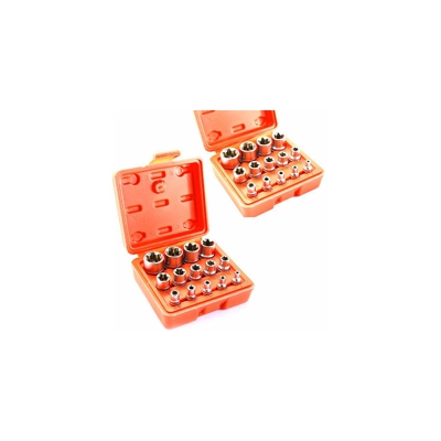 Tp - Set Chiavi A Bussola Torx Femmina Da 4 A 24 Mm 14Pz 1/2' 1/4' 3/8' In Lega