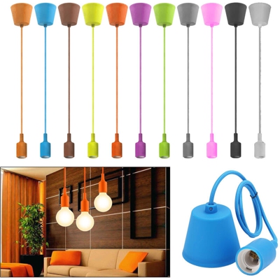 Bill Goff Inc. - Portalampada silicone E27 lampada pendente colorato LED 10W luce cameretta 230V Luce Senza lampada Colore Viola