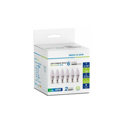 6 PZ Lampada A Led E14 C37 5,5W Bianco Neutro 4000K Forma Goccia Oliva Candela 200 Gradi 220V SKU-2737 precio