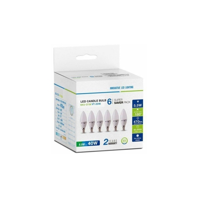 6 PZ Lampada A Led E14 C37 5,5W Bianco Neutro 4000K Forma Goccia Oliva Candela 200 Gradi 220V SKU-2737