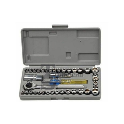 Tp - Kit Set Chiavi A Bussola Con Cricchetto 40 Pezzi Giravite Valigetta In Plastica