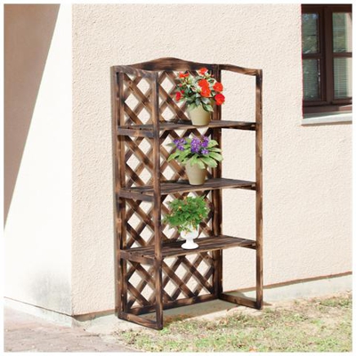 Scaffalatura Fioriera Per Piante A 3 Ripiani In Legno Di Abete, 80x40x150cm