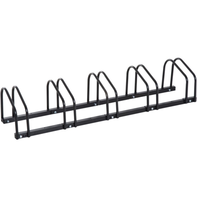 Rastrelliera Portabici con 5 Posti Parcheggio per 5 Biciclette 130 × 33 × 27cm Nero - Homcom