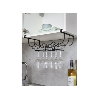 Yellowshop - Porta bottiglie e bicchieri con aggancio al ripiano mod. KLEA col. nero