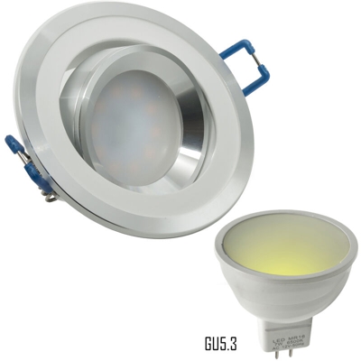 Planetitaly - Faretto orientabile LED 12V 7W bicolore incasso GU5.3 camper barca foro 70mm Luce Bianco freddo