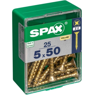 Set Di 25 Viti A Testa Svasata In Acciaio Spax Pozidriv Testa, Diam.5 Mm X Mm L.50