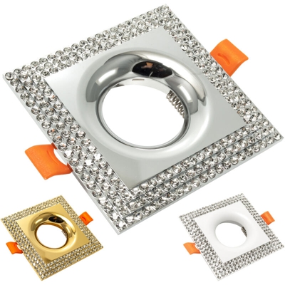 Portafaretto incasso quadrato silver swarovski cristalli brillantini foro 65mm Colore Silver