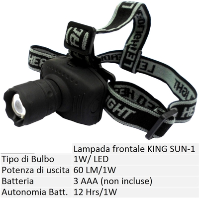 Lampada frontale a led king-sun 1 watt