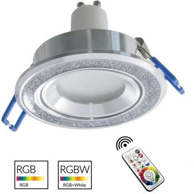 Zeitnet Inc. - Faretto moderno incasso rotondo 7cm silver brillantini giochi luce LED RGB GU10 Luce RGBW
