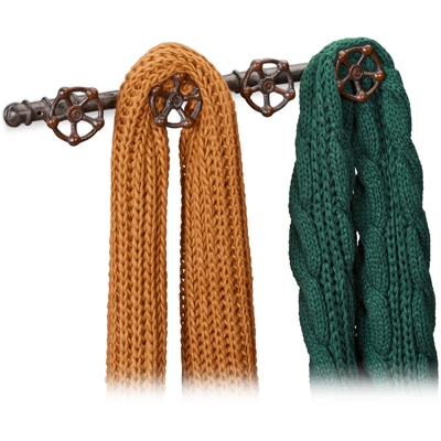 Appendiabiti da Parete, Aspetto Industrial, 4 Ganci, Design a Tubo dell'Acqua Decorativo,6,5x46,5x6 cm,marrone