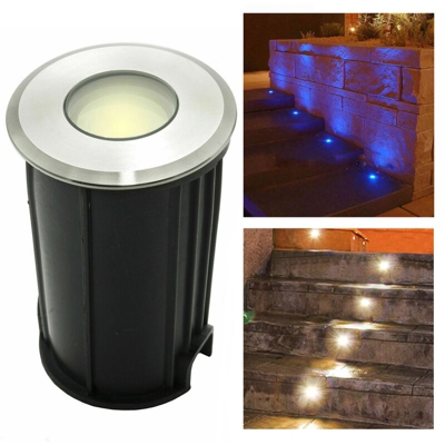 Faretto LED 12V 24V calpestabile tondo 1W segnapassi incasso terreno giardino IP68 Luce Blu