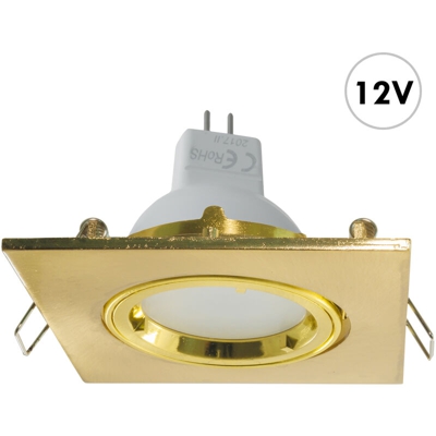 Zeitnet Inc. - Faretto quadrato incasso dorato 8cm lampada LED MR16 7W GU5.3 12V luci salotto Luce 4000K