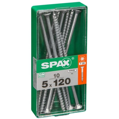 Lot 10 In Acciaio Testa Della Vite Autofraisée Piatta Spax, Diam.5 Mm X L.120 Mm