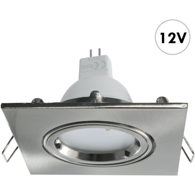Zeitnet Inc. - Faretto silver incasso quadrato 12V lampada LED MR16 supporto luci barca camper Luce 4000K