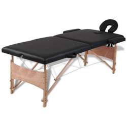 Lettino Pieghevole Da Massaggio Nero 2 Zone Con Telaio Legno en oferta