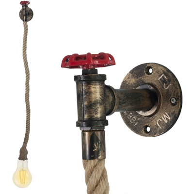 Zeitnet Inc. - Pendente vintage retro corda parete lampada E27 filamento LED 12W vetro fontana Luce 3000K