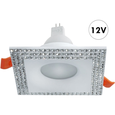 Zeitnet Inc. - Faretto MR16 incasso quadrato bianco brillantini lampada LED 7W GU5.3 luce 12V Luce 3000K