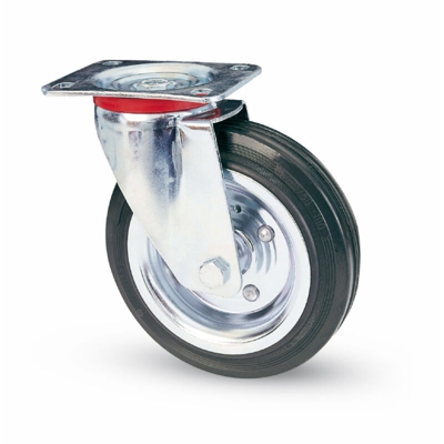 Ruota Girevole in Gomma per Carrelli mm. 150 Piastra 100x85 - AVO