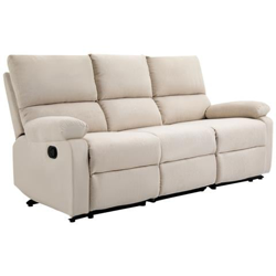 Divano 3 Posti Con 2 Sedute Reclinabili E Poggiapiedi Integrato, Rivestimento In Tessuto Beige precio