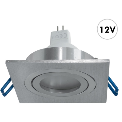 Zeitnet Inc. - Faretto LED 7W luce barca GU5.3 incasso quadrato silver 8cm lampadina MR16 12V Luce 3000K