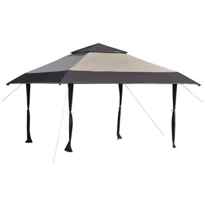 Gazebo Da Giardino Pieghevole 3.96x3.96m In Metallo Color Cachi E Caffè