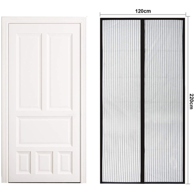 AB625289 Tenda Zanzariera Magnetica Nera Per Porta Finestra Con Adesivo In Velcro Misura 120X220cm - Ledlux