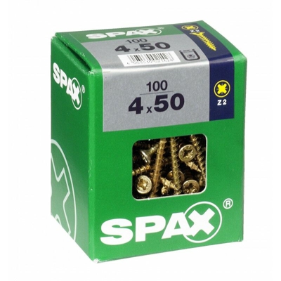 Lotto 100 Viti A Testa Svasata In Acciaio Spax Pozidriv Testa, Diam.4 Mm X Mm L.50