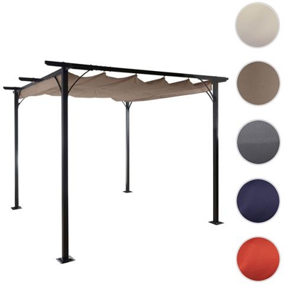 Gazebo Pergola Baldacchino Hwc-c42 Acciaio Poliestere 3,5x3,5m Marrone
