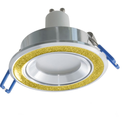 Zeitnet Inc. - Faretto tondo brillantini oro incasso LED 8W GU10 luce salone studio negozio 7cm Luce 3000K