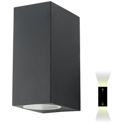 Zeitnet Inc. - Applique LED parete esterno doppio fascio 2 lampade GU10 16W luce ingresso 230v Luce 4000K en oferta