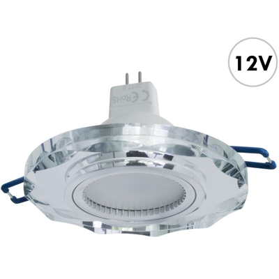 Zeitnet Inc. - Faretto LED 7W moderno vetro incasso tondo 6cm luci barca 12V GU5.3 lampada MR16 Luce 4000K