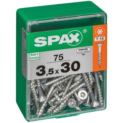 Set Di 75 Acciaio Vite A Testa Piatta Spax Autofraisée, Diam.3.5 Mm X Mm L.30