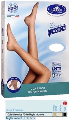 SAUBER COLLANT 70 DENARI OPEN TOE MAGLIA MICRORETE NEUTRO BEIGE 4 LINEA CLASSICA