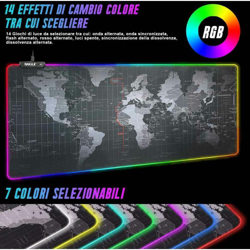 Bakaji - Tappetino Mouse Tastiera Gaming XXL 90x40 Mousepad Luce LED RGB Cambio Colore en oferta