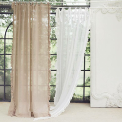 Blanc Mariclò - Tenda Lunghe in Lino Shabby Chic con Balze Eleganti Avorio Blanc Mariclo precio