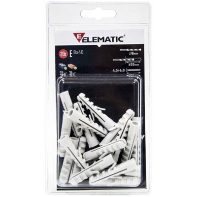 Elematic - Tasselli in nylon con viti mm 8 confezione pezzi 10