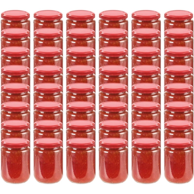 Vidaxl - Vasi per Marmellata in Vetro Coperchio Rosso 48 pz 230 ml