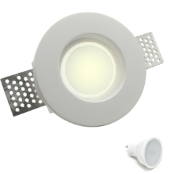 Planetitaly - Porta faretto tondo incasso scomparsa gesso lampada led 8W GU10 foro 10cm 220V Luce Bianco naturale en oferta