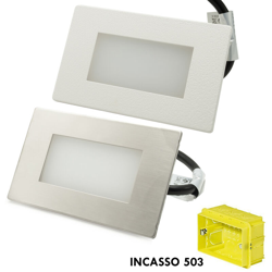 Segnapassi esterno LED faretto 3W incasso 503 4000K IP65 cornice silver bianco características