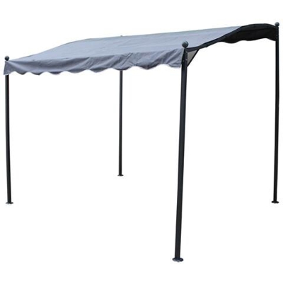 Pergola Addossata Lisa Grigio E Acciaio - 3 X 2.5 X 2/2.5 M