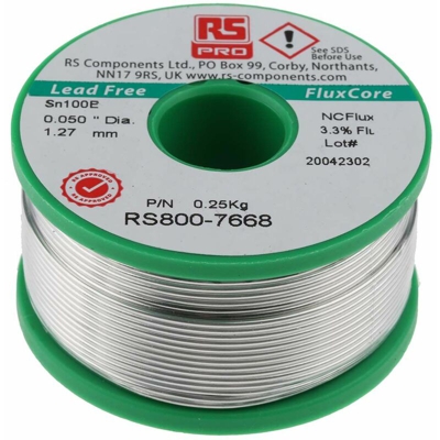 Lega saldante senza piombo Ø 1.27mm, punto fusione 228°C, 250g - Rs Pro