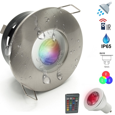 Faretto led luce colorata doccia 3W bagno turco cromoterapia IP65 GU10 RGB 230V Colore Silver cromato