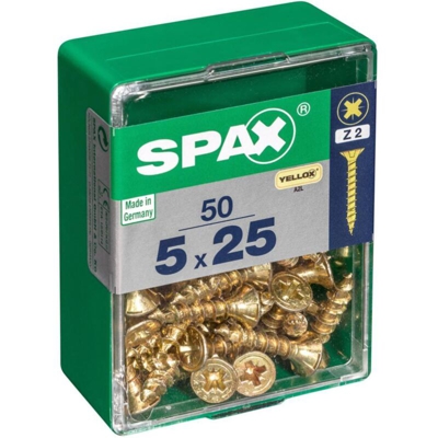 Lot 50 Viti A Testa Svasata Acciaio Spax Pozidriv Testa, Diam.5 Mm X Mm L.25