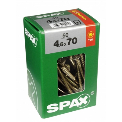 Lot 50 Viti A Testa Svasata Acciaio Spax Testa Torx, Diam.4.5 Mm X Mm L.70