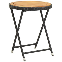 Tavolino Da Tè Nero 60 Cm In Polyrattan E Massello Di Acacia características
