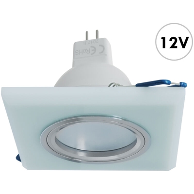 Zeitnet Inc. - Faretto LED 12V incasso 6cm quadrato vetro verde 7W GU5.3 luce camper barca pub Luce 6000K